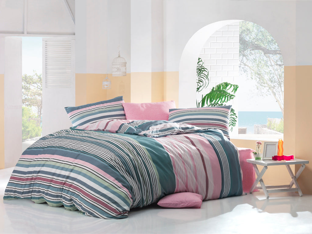 Lenjerie de pat din bumbac finet „Coastal Stripes”