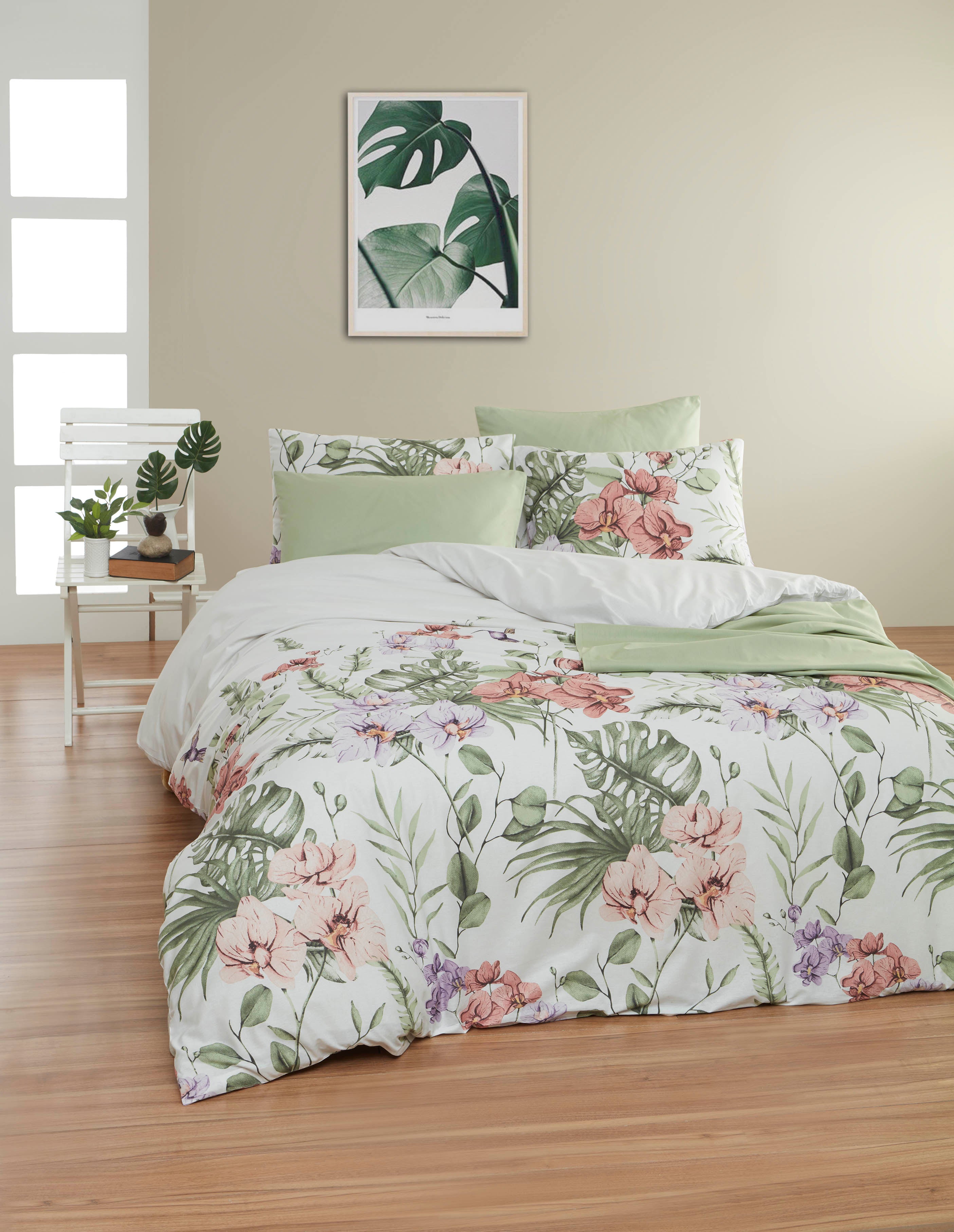 Lenjerie de pat din bumbac finet „Tropical Bloom”