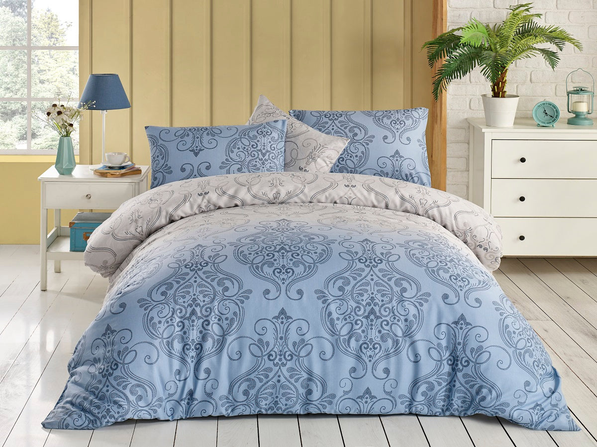 Lenjerie de pat din bumbac finet  „Blue Elegance”