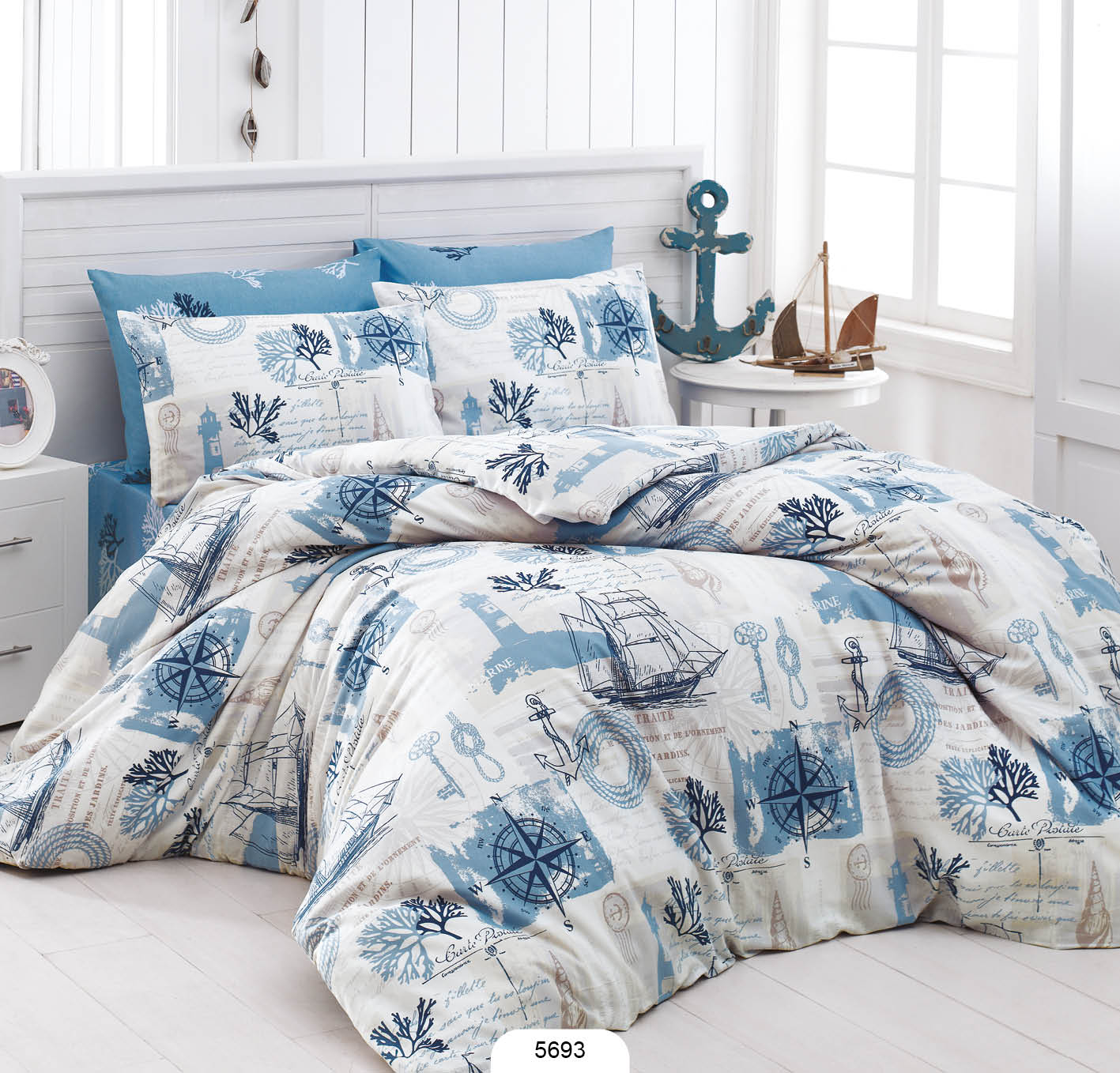 Lenjerie de pat din bumbac finet „Nautical Dreams”