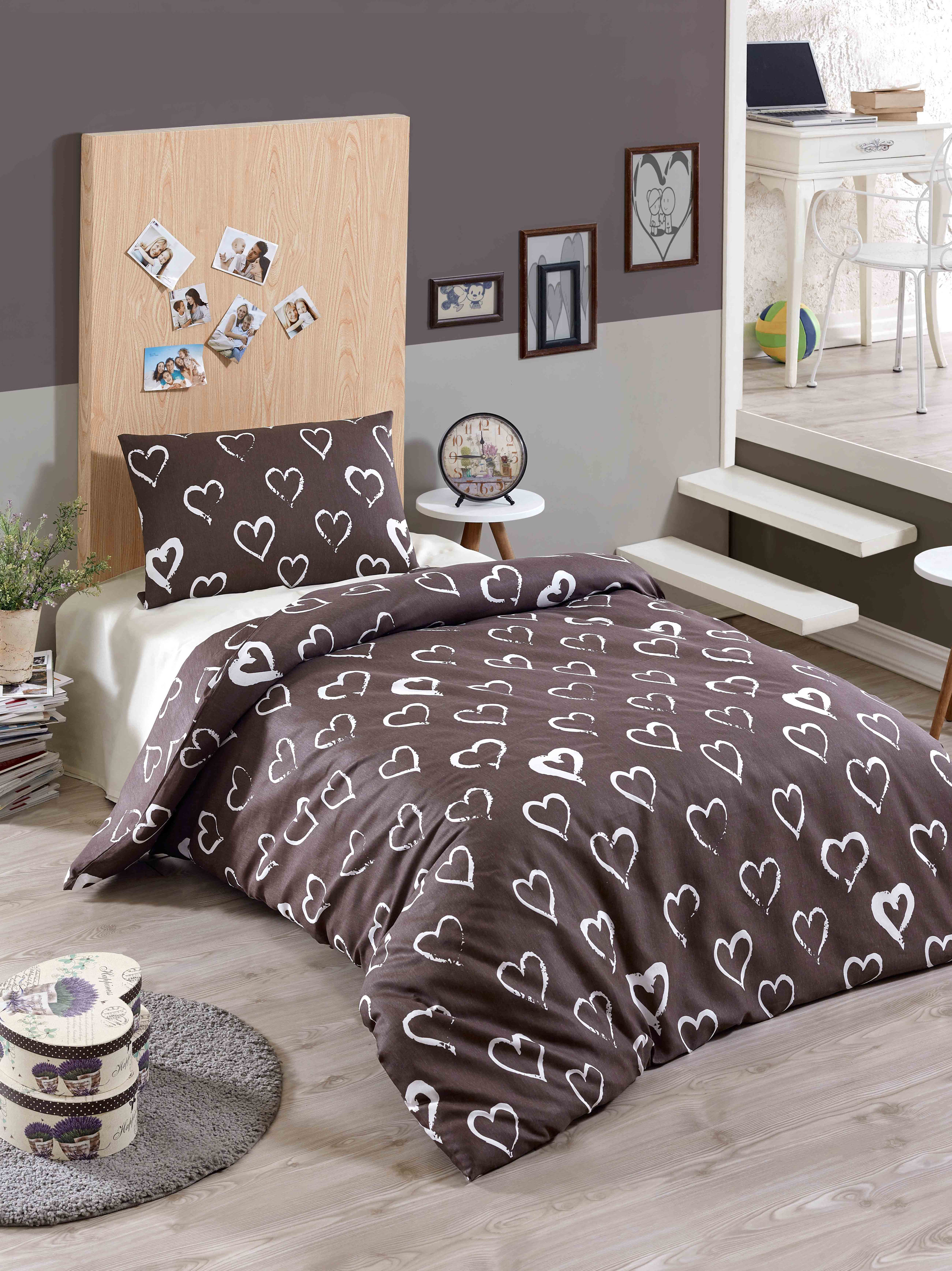 Lenjerie de pat din bumbac finet „Choco Hearts”