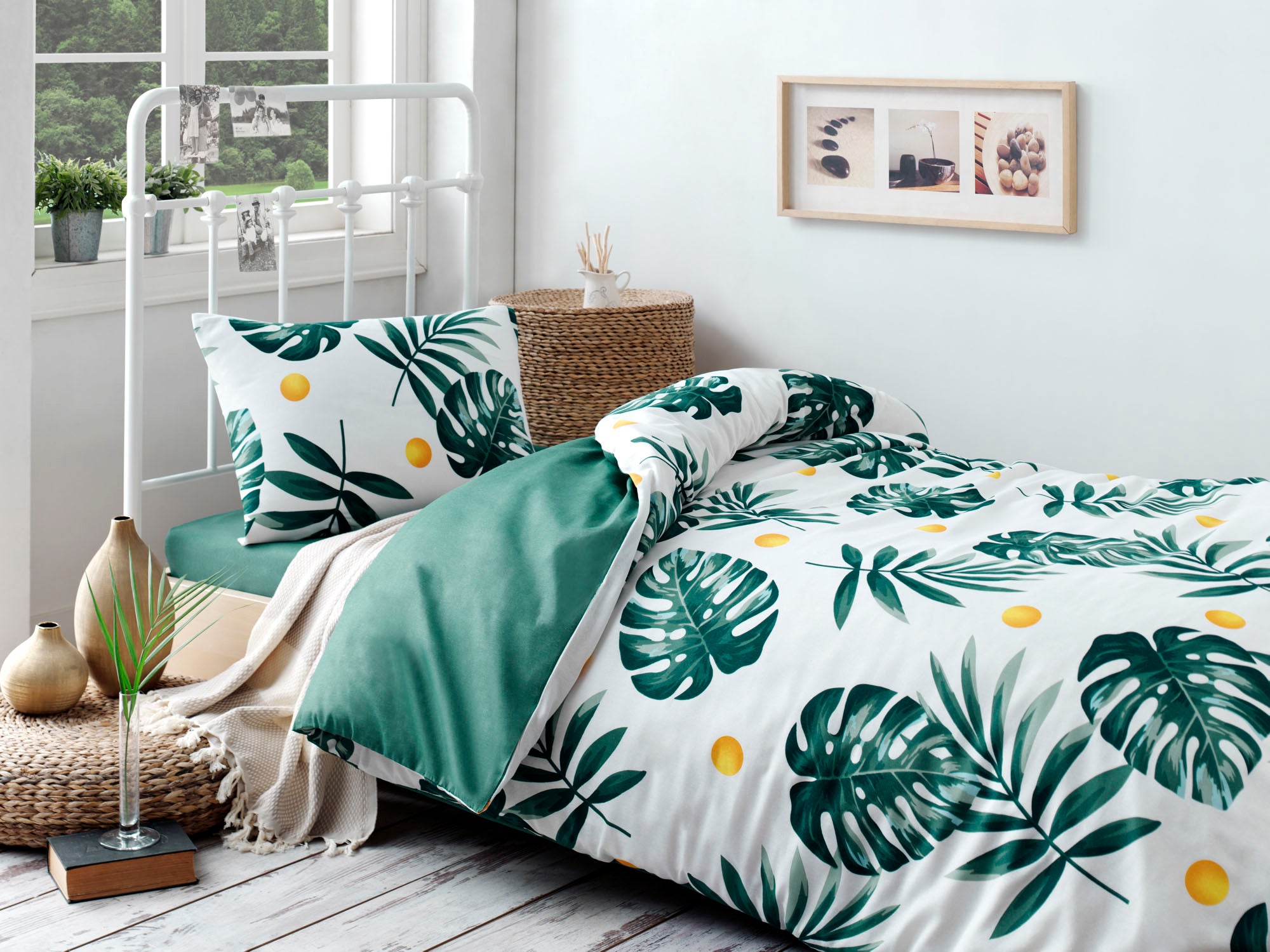 Lenjerie de pat din bumbac finet „Tropical Vibes”