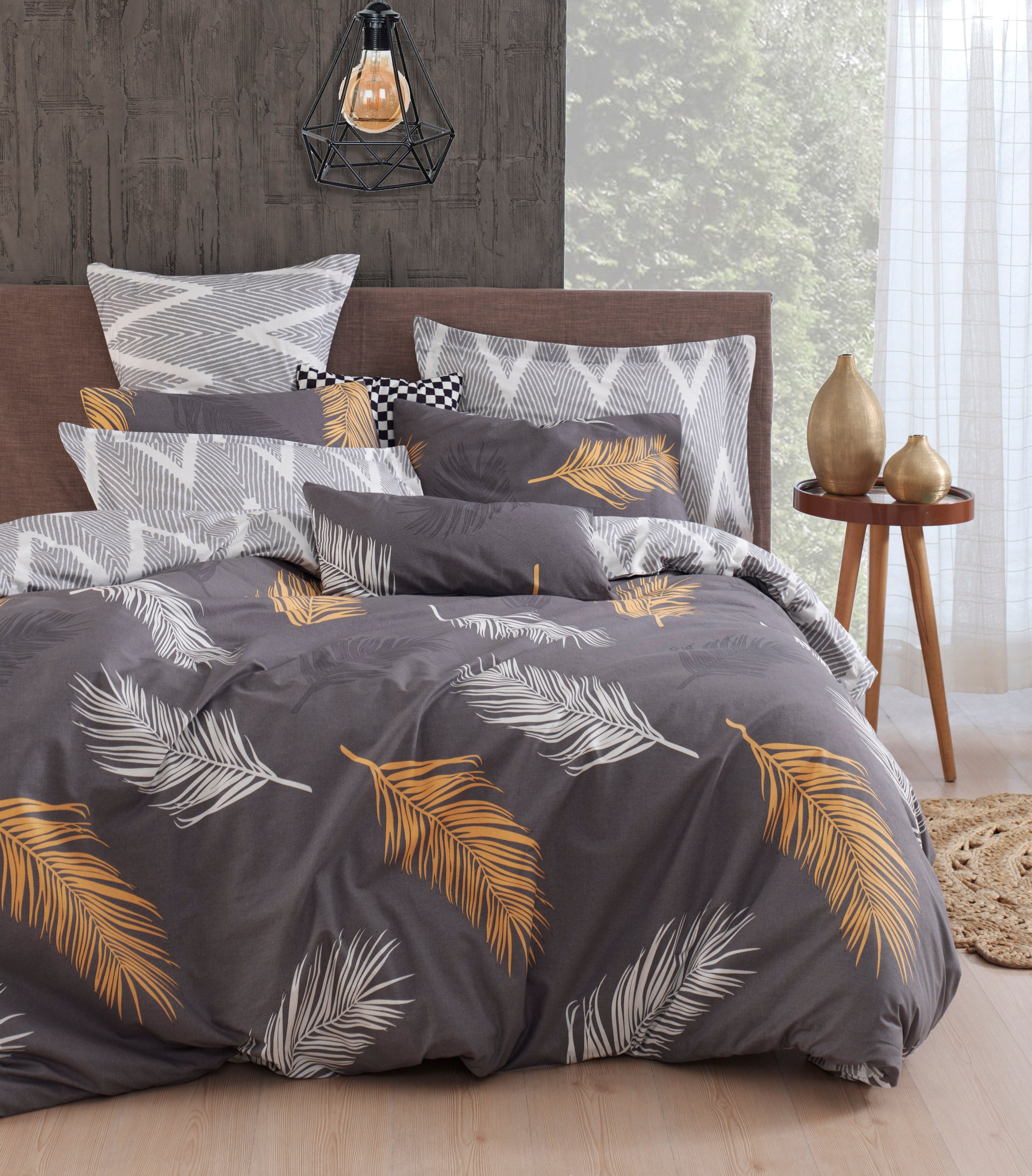 Lenjerie de pat din bumbac finet „Golden Feathers”